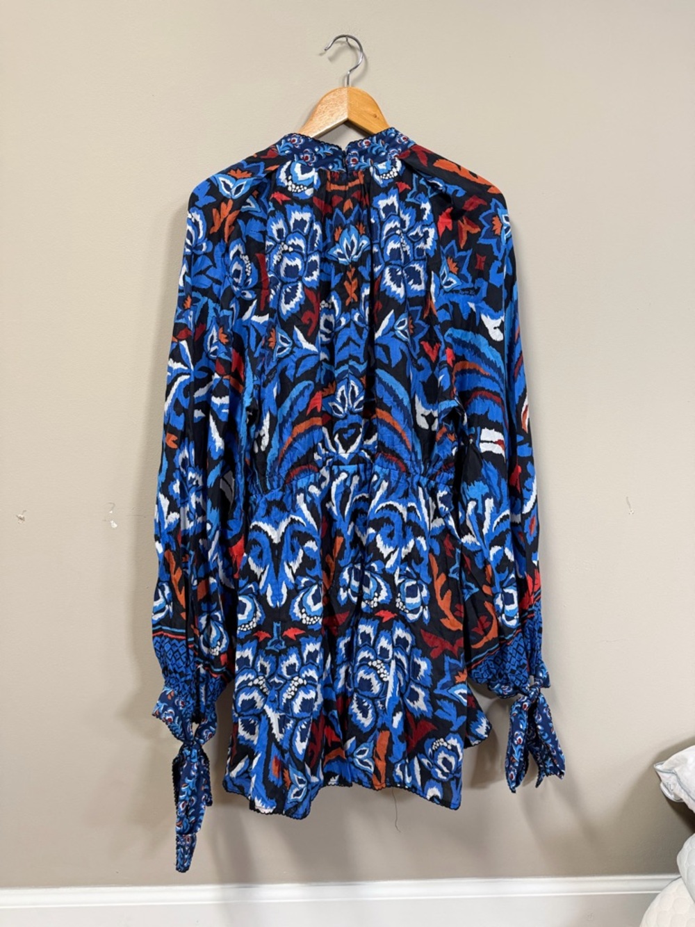 Farm Rio Blue Toucan Scarf Mini Dress Size Large - Picture 11 of 13